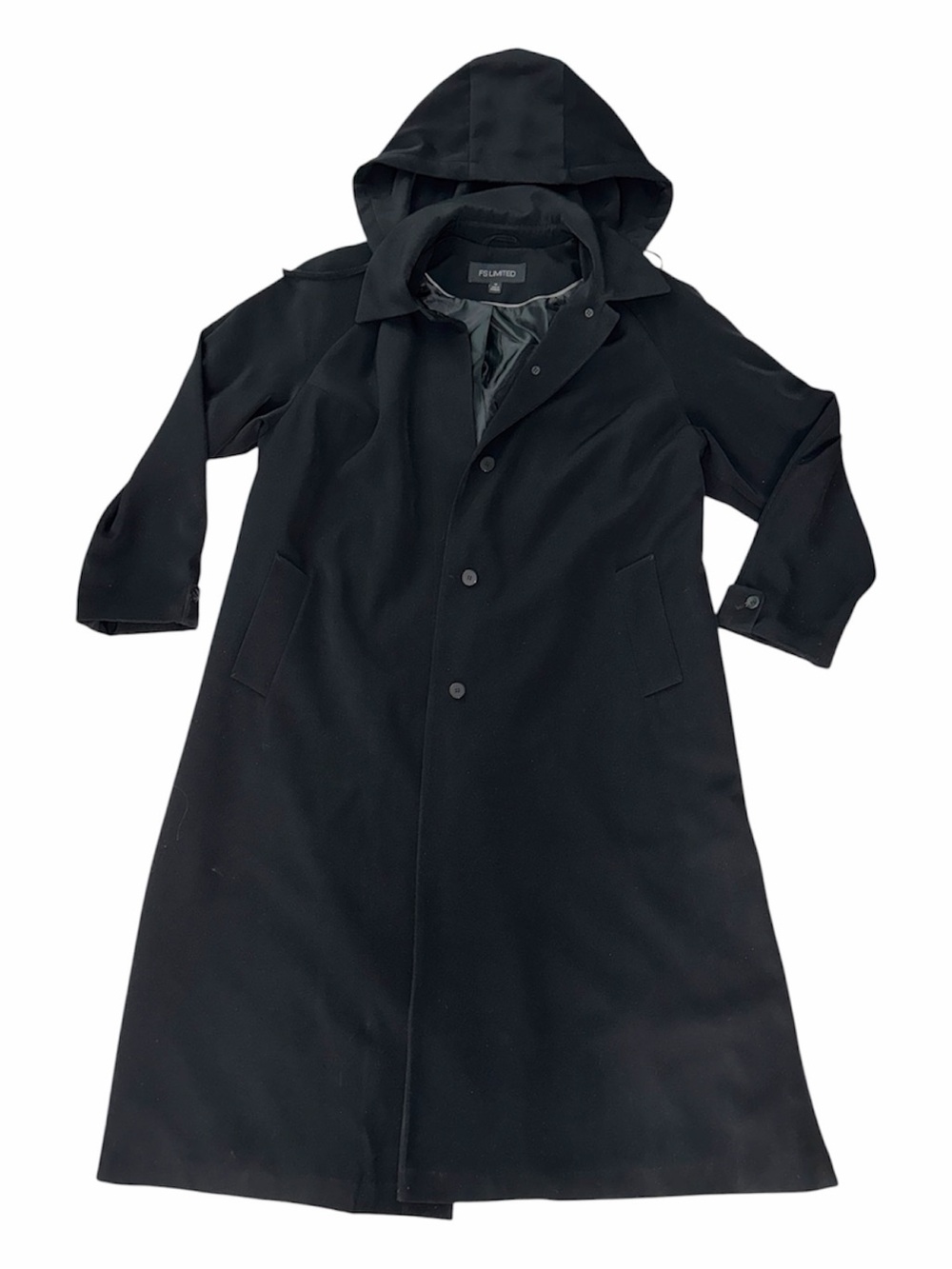 Black Hooded Long Trench Coat